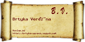 Brtyka Veréna névjegykártya